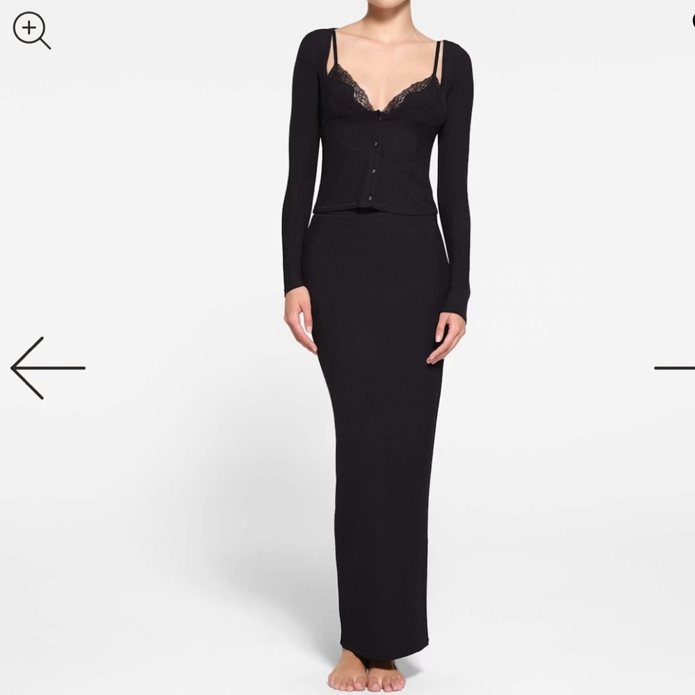 SKIMS Black Maxi Skirt